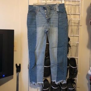 Two-Tone High-Waisted Jeans